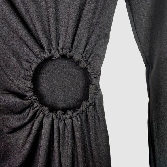 WEWOREWHAT‎ Dress Womens Small Black Ruched O-Ring Long Sleeve Mini Dress NWT - Picture 7 of 13